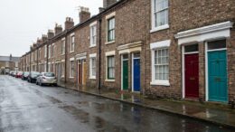 Victorian terraced houses on British residential street