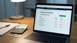 Laptop displaying HMRC Making Tax Digital property records