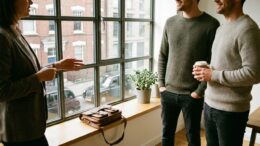 Landlord showing tenants around a rental property