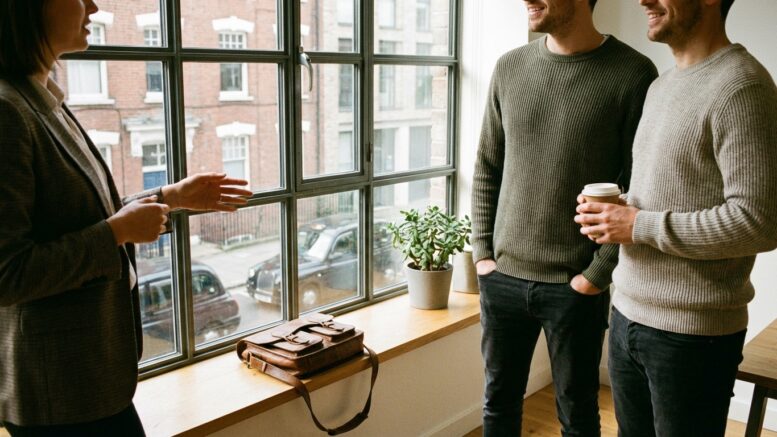 Landlord showing tenants around a rental property
