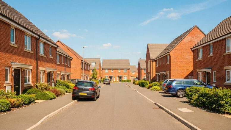 British residential street with red brick houses