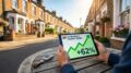 UK residential street with 62% landlord confidence display