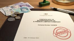 Companies House registration certificate with approval stamp