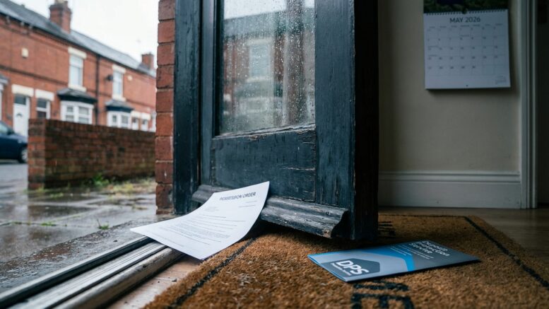 Doorstep with court document and deposit protection scheme leaflet