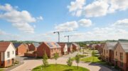 New British housing development, sunny day
