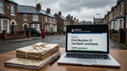 Laptop showing UK Parliament petition reaching 10,000 signatures