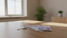 House keys and British pounds for property possession