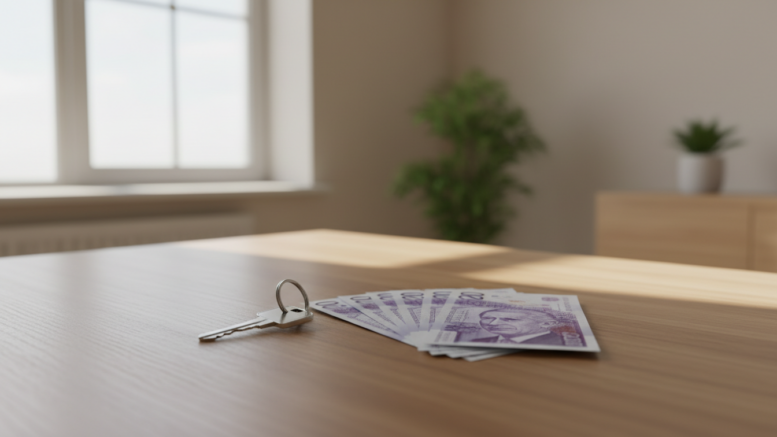 House keys and British pounds for property possession