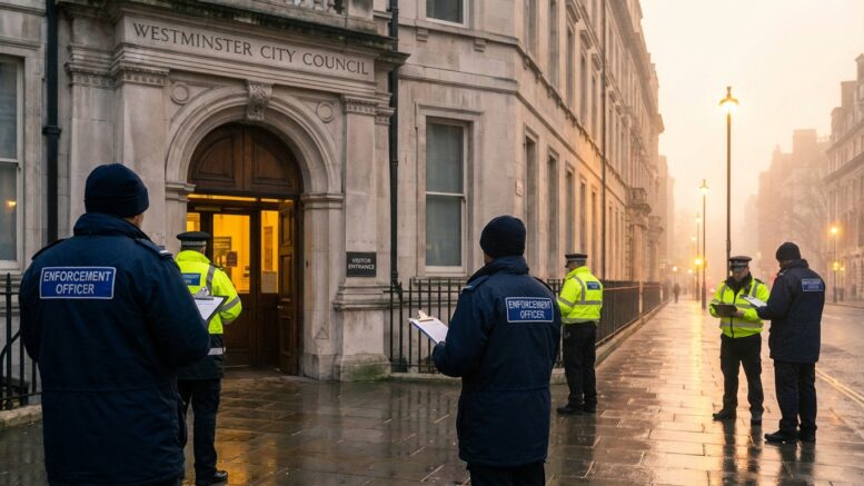 Westminster Council enforcement officers with inspection clipboards