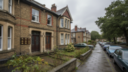 Victorian house with multiple doorbells in suburban setting