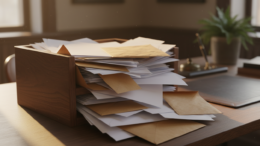 Overflowing complaints inbox tray on office desk