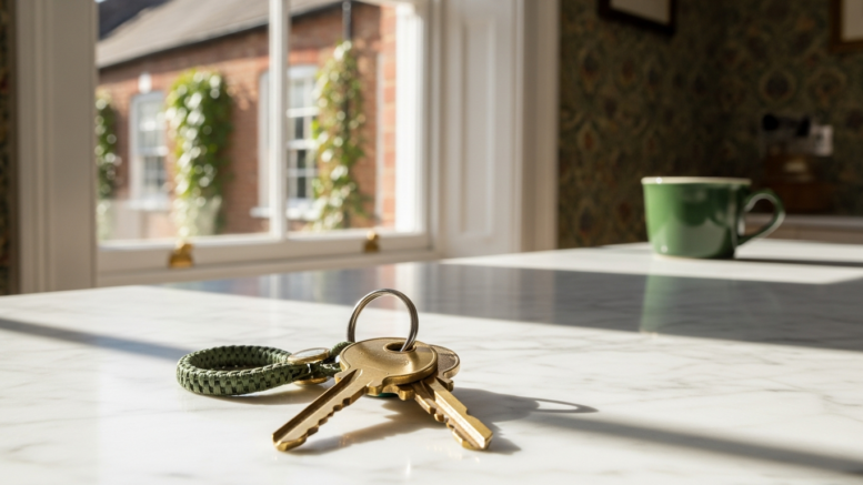 House keys on kitchen counter in British home