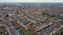 Aerial view of Bethnal Green residential streets
