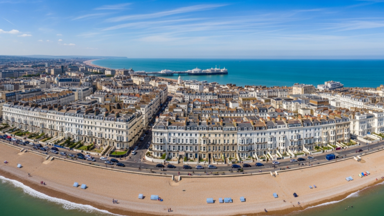 Aerial view of Brighton seafront properties at centre of short-let licensing debate