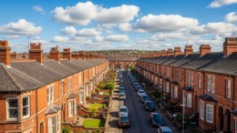 Red brick terraced houses in a northern English city street