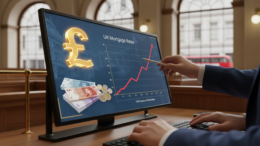 UK mortgage rates rising with British pound symbol