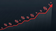Rising mortgage rate trend with percentage symbols