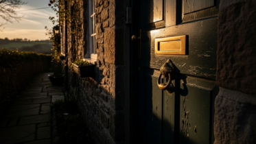 Cornwall cottage doorway with letterbox