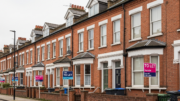 Victorian terraced houses in London borough with To Let signs