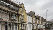 Terraced houses with stalled retrofit insulation work