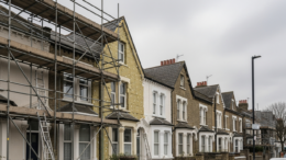 Terraced houses with stalled retrofit insulation work