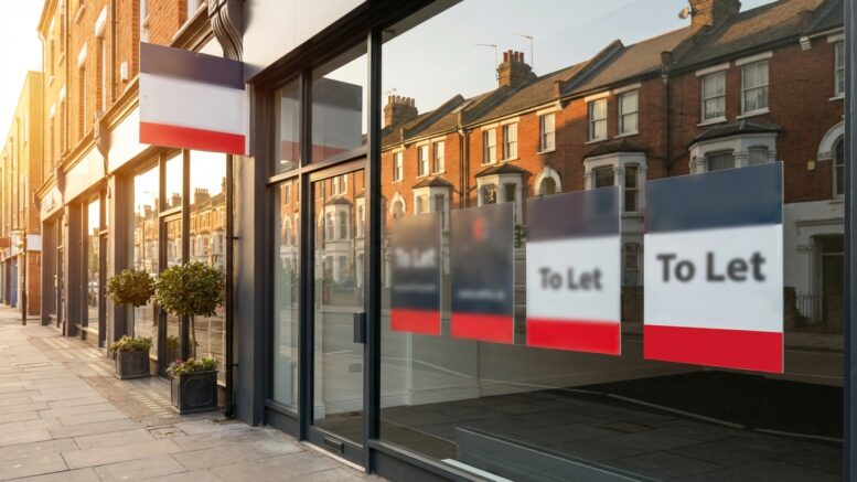 London letting agency office with To Let signs