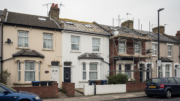 British terraced house with insulation work being carried out
