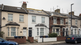 British terraced house with insulation work being carried out
