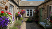 British seaside holiday cottage with coastal views