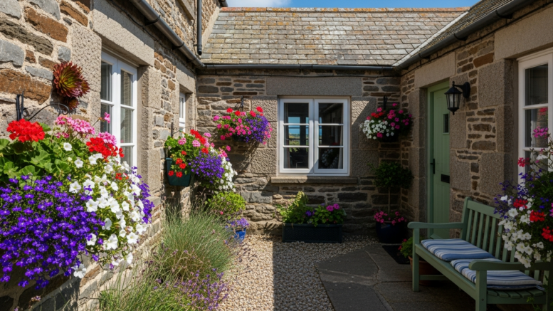 British seaside holiday cottage with coastal views