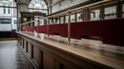Empty bank counter representing mortgage product withdrawals