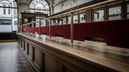 Empty bank counter representing mortgage product withdrawals