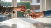 Keys handover representing landlord sale to tenant