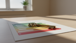 House key on EPC certificate showing energy rating bands