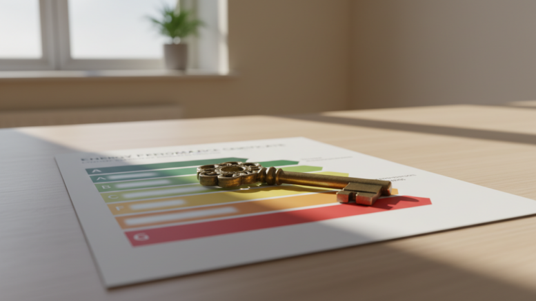 House key on EPC certificate showing energy rating bands