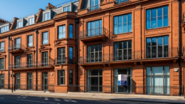 London rental property exterior with To Let sign in summer