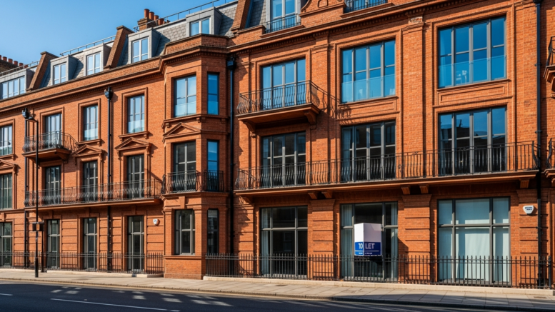 London rental property exterior with To Let sign in summer