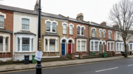 British terraced houses with multiple doorbells indicating HMO