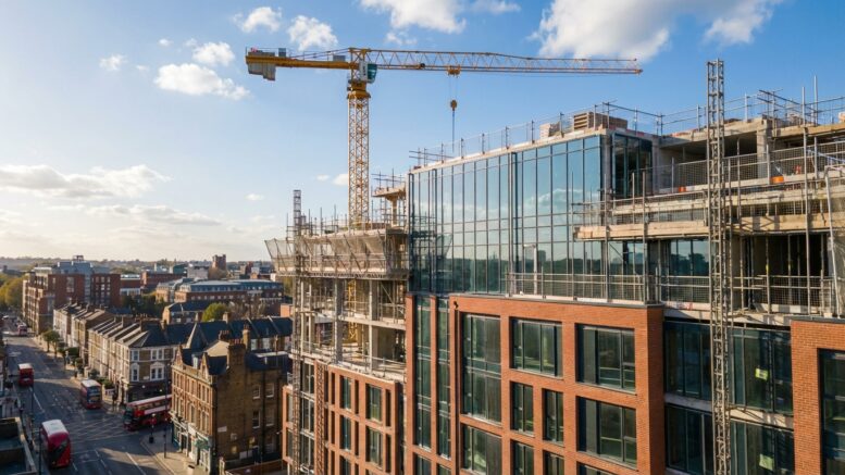 Modern build to rent apartment tower under construction