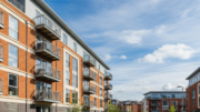 Modern apartment building in bright spring daylight
