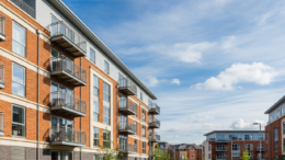 Modern apartment building in bright spring daylight