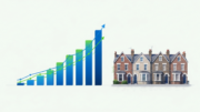 BTL lending chart beside UK terraced houses