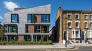 London civic building near terraced houses