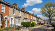 British suburban homes in bright spring daylight