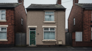 Semi-detached rental house on overcast Staffordshire street