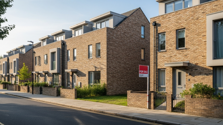 London terraced houses on a bright residential street