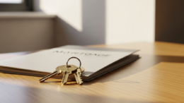 House keys on table in a modern rental flat