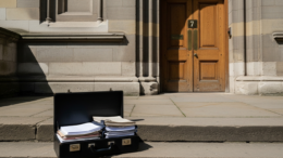 British civic building entrance linked to landlord fines