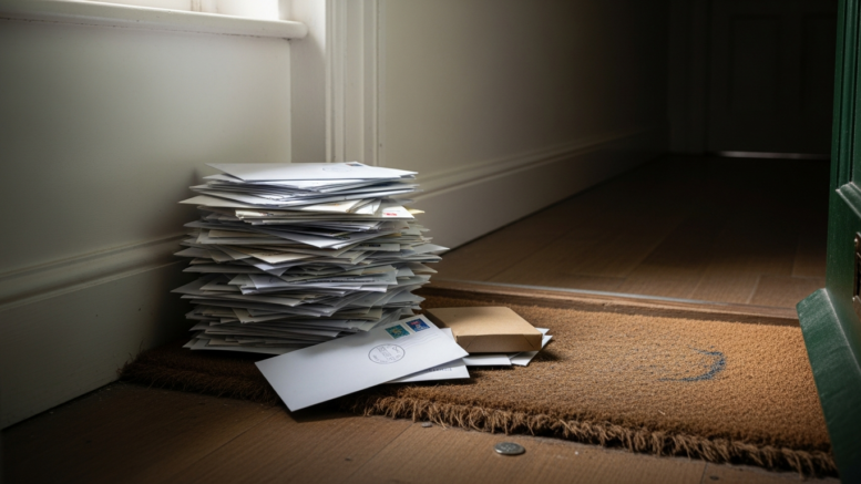 Unopened letters piling up on rental property doormat