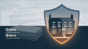 UK rental house with shield and 12 to 18 month cover motif
